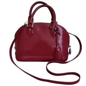 Louis Vuitton Alma BB Purple Red Vernis Leather Bag Removable Crossbody Strap